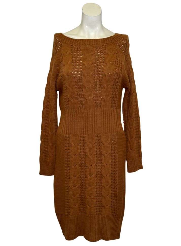 Rudos spalvos megzta suknelė, S