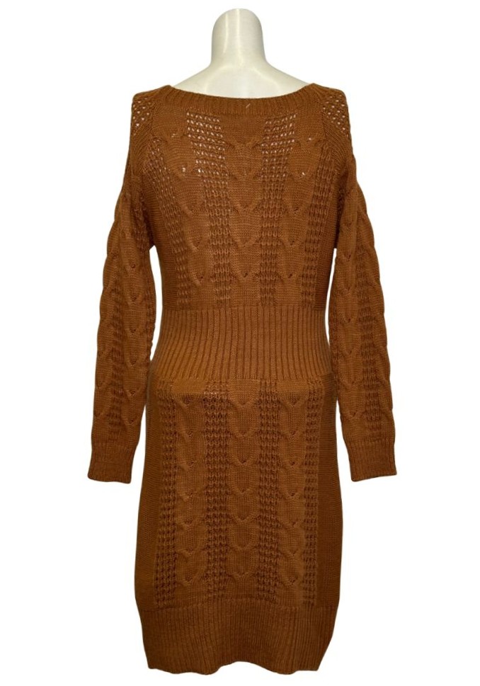 Rudos spalvos megzta suknelė, S