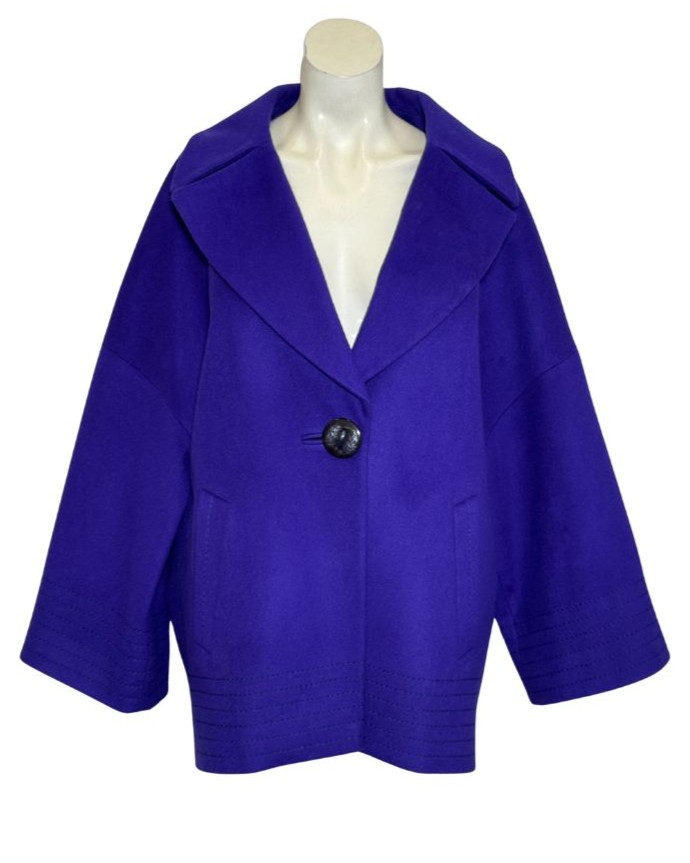 Violetinės spalvos vilnonis ELEMA paltas, XL