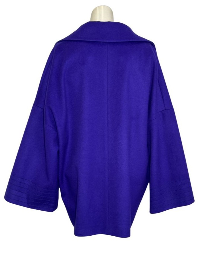 Violetinės spalvos vilnonis ELEMA paltas, XL