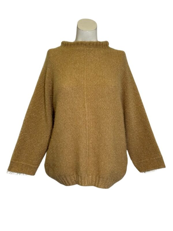 Garstyčių spalvos lengvas megztinis, S