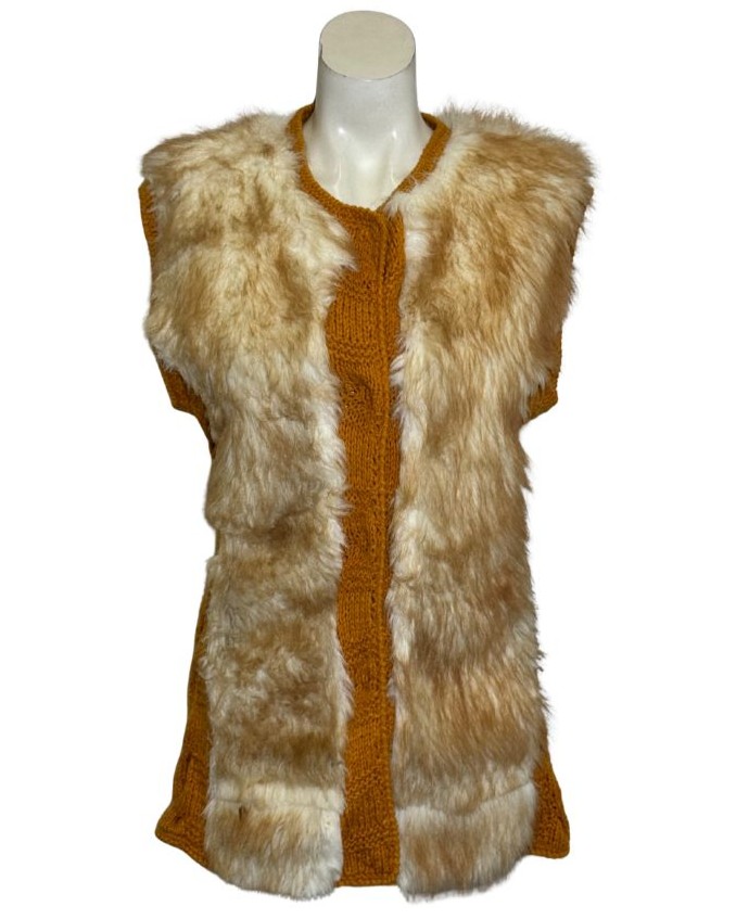 Geltona megzta dirbtinio kailio liemenė, M