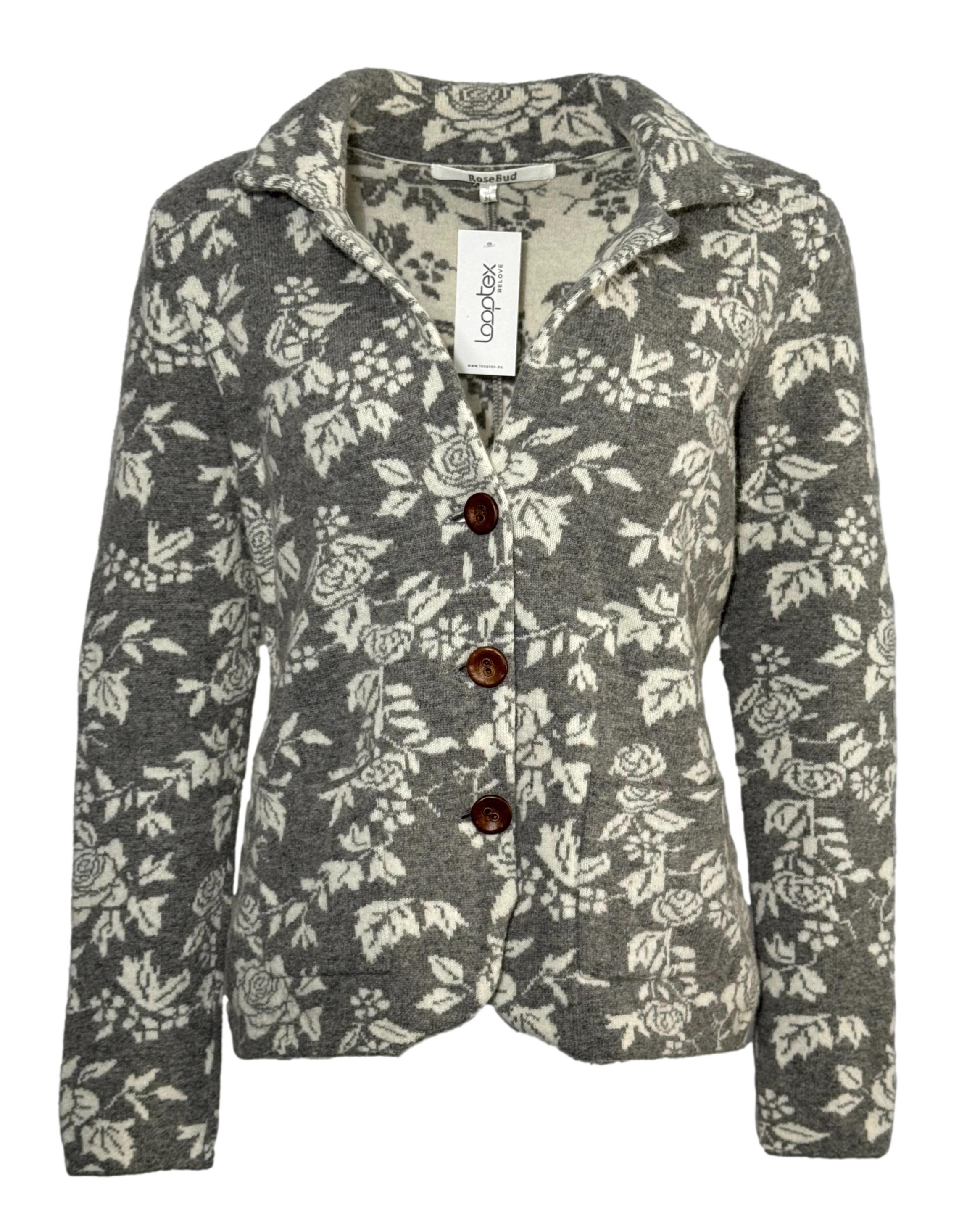 Pilkas vilnos mišinio ROSE BUD megztinis, M