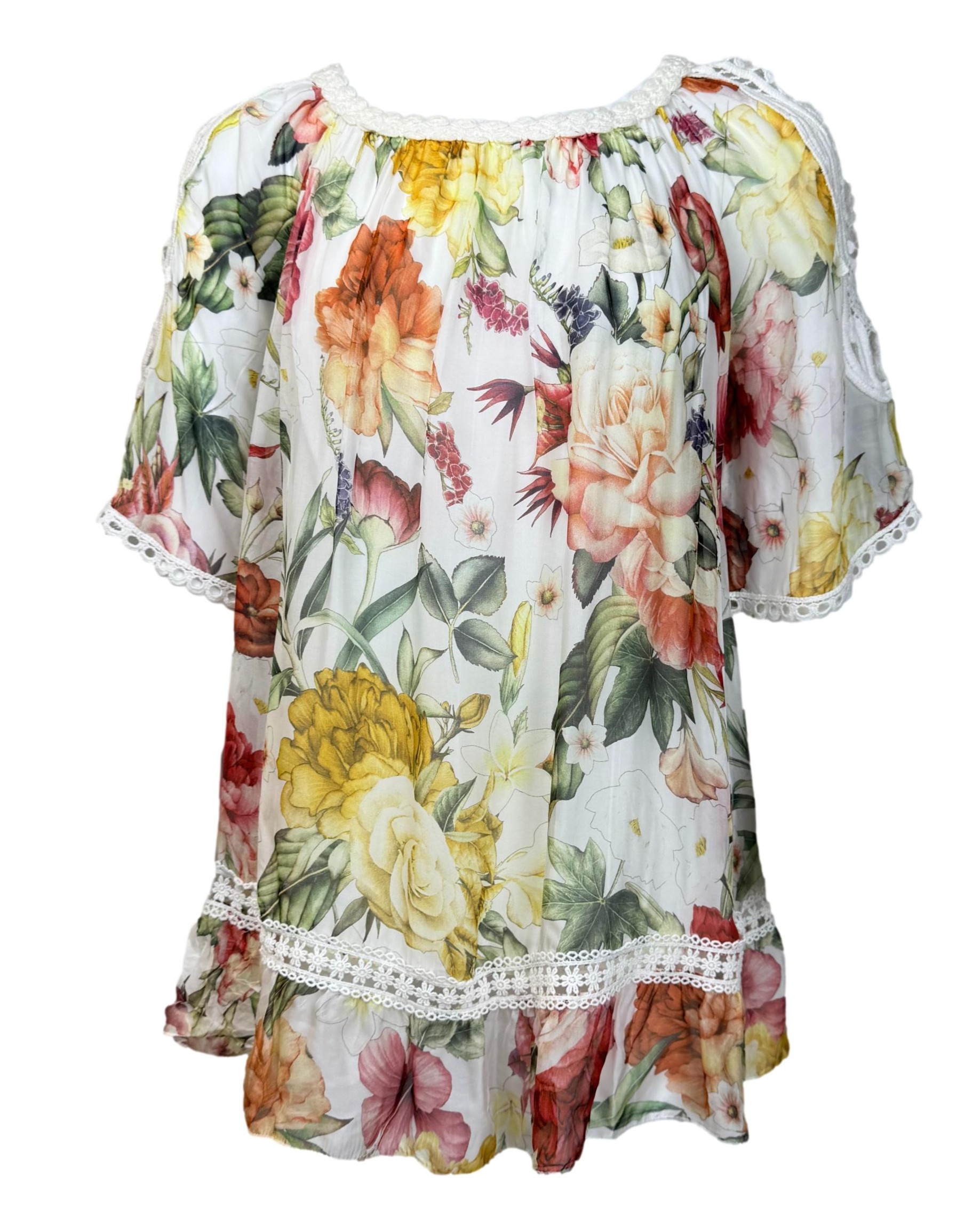 Gėlėta šilko mišinio MOSAIC palaidinė, S