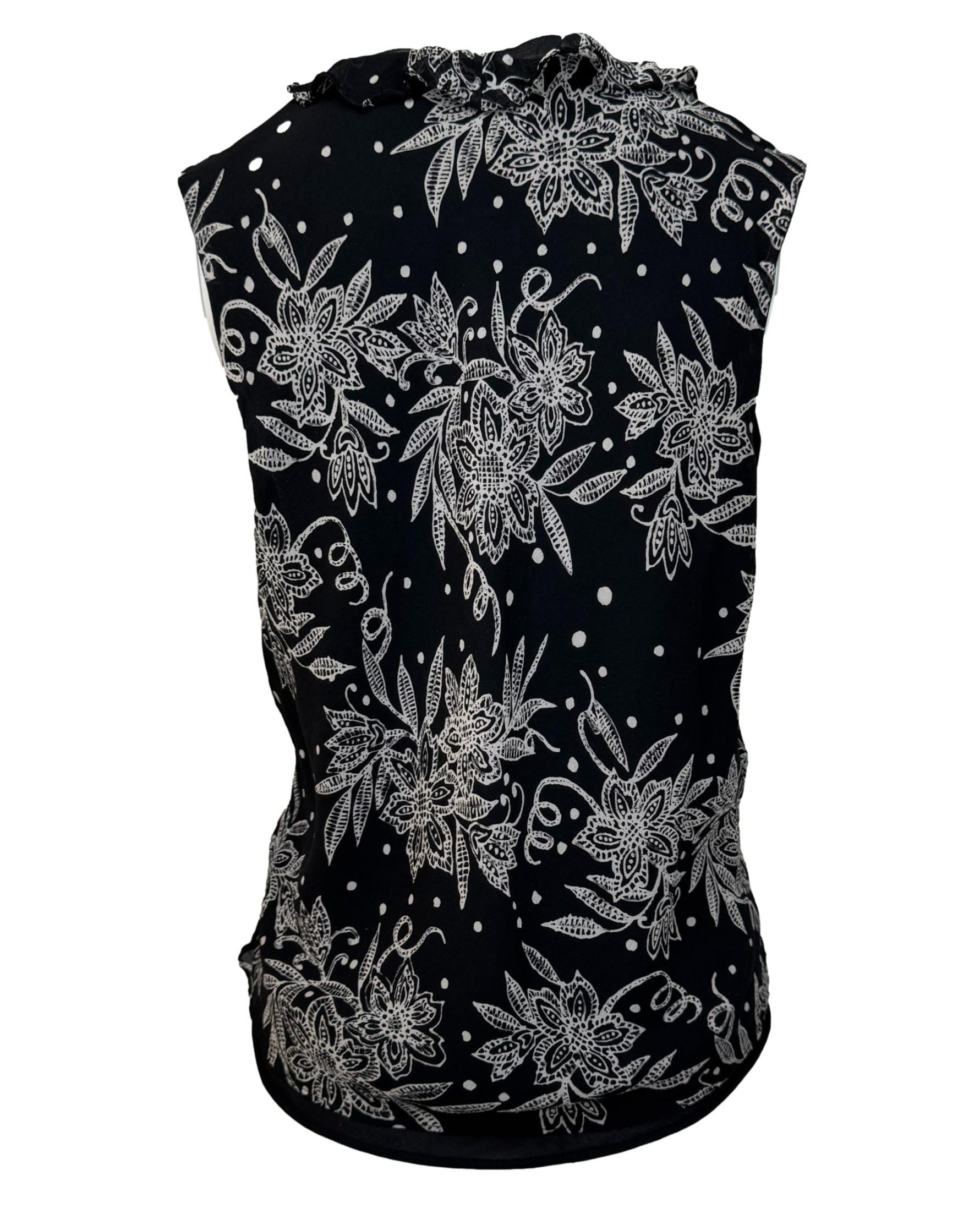 Juoda raštuota šilkinė ANNE CARSON palaidinė, L