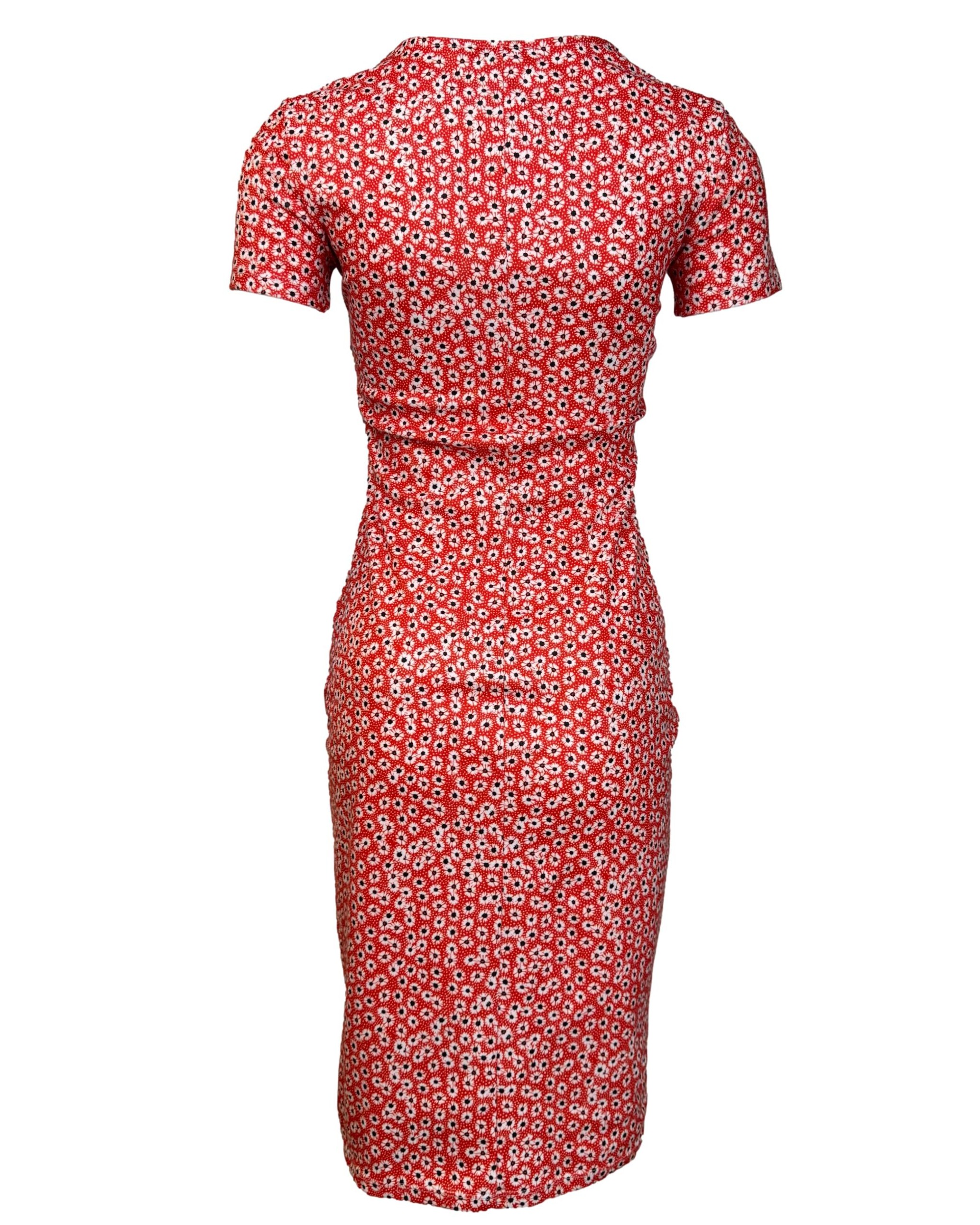 Raudona gėlėta ZARA suknelė, XS/S