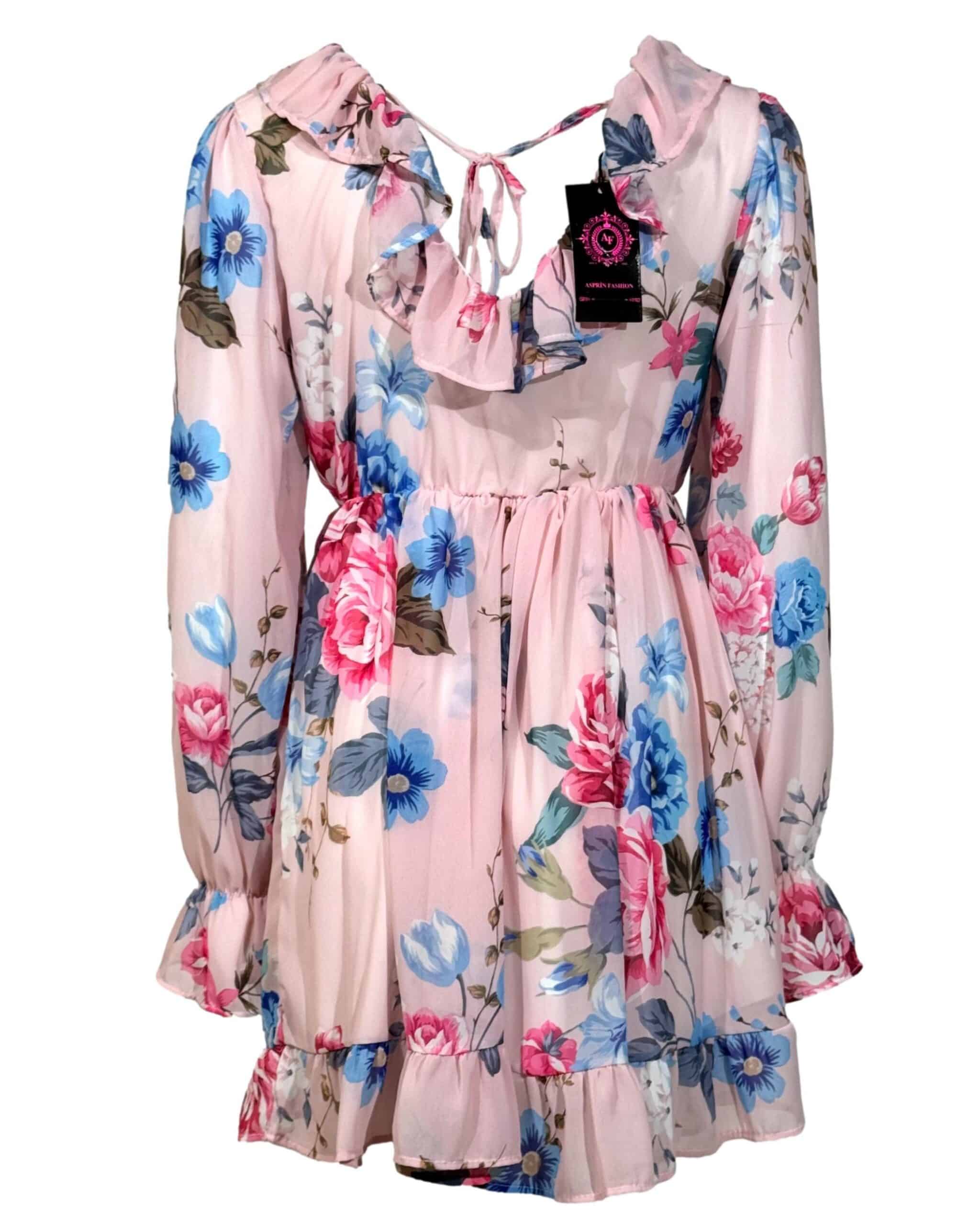 Rožinė gėlėta ASPRIN FASHION suknelė, M