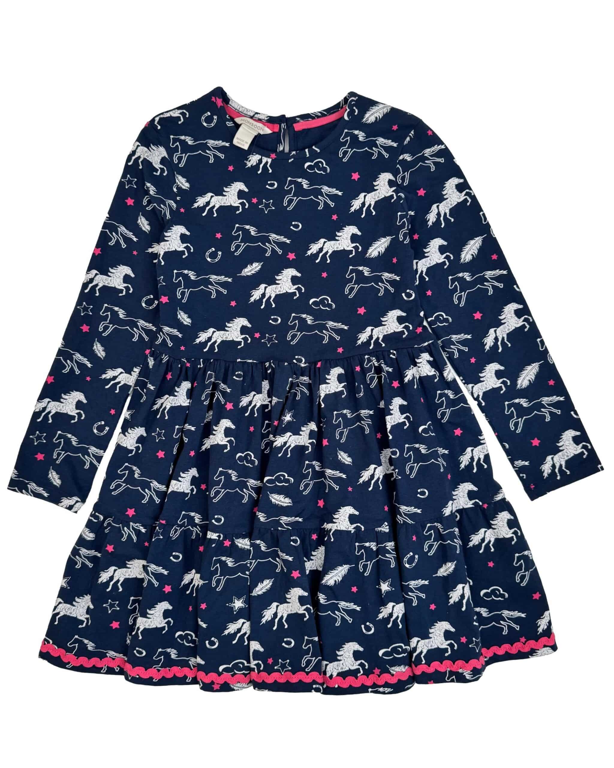 Mėlyna raštuota vaikiška MOONSOON suknelė, 7-8 m.