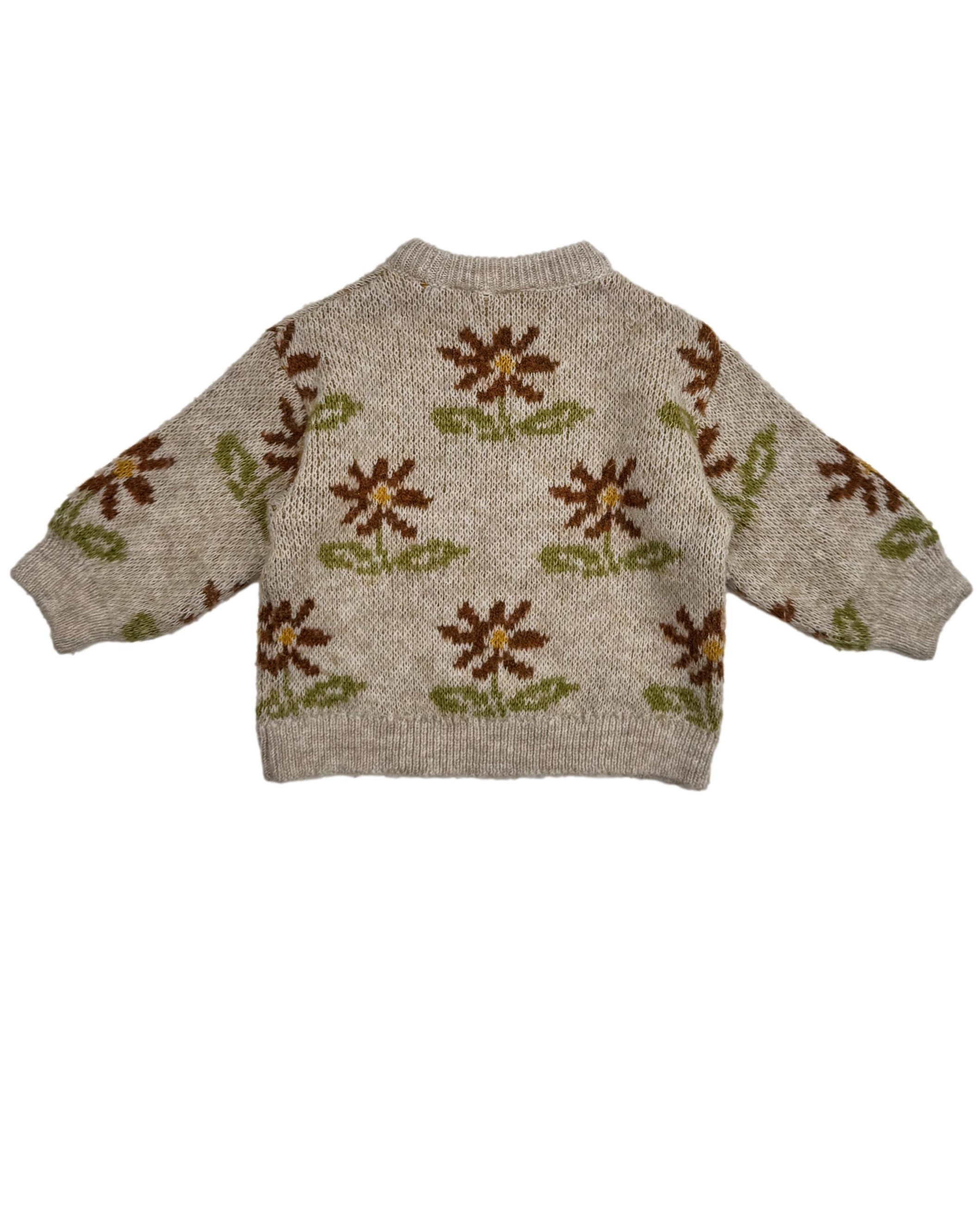 Rudas gėlėtas vaikiškas ZARA megztinis, 9-12mėn.