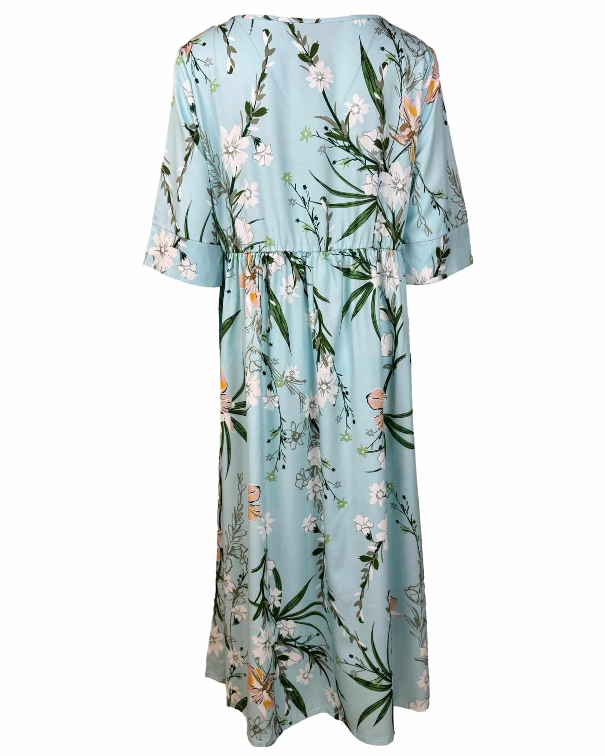 Šviesiai mėlyna gėlėta suknelė, L