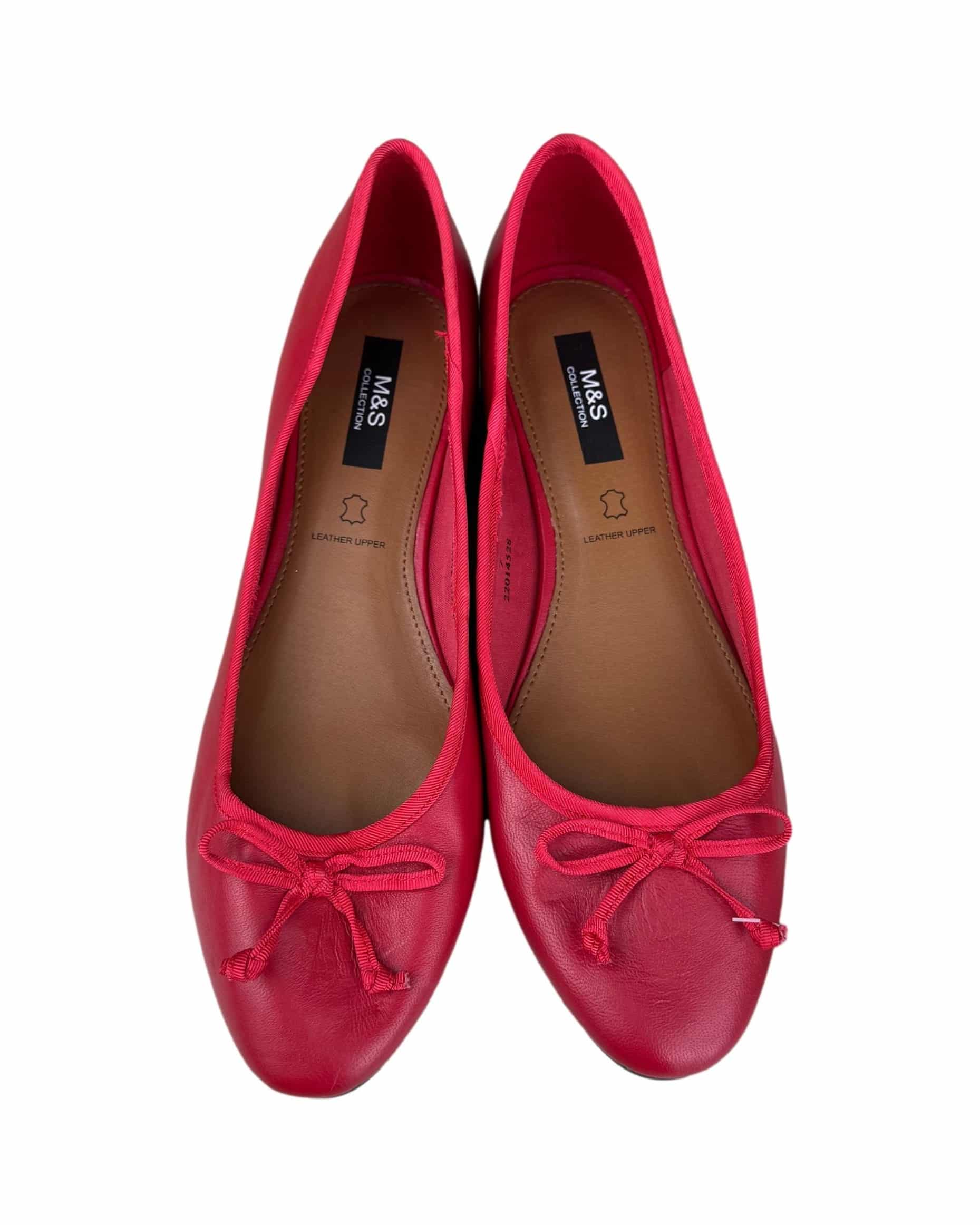 Raudoni odiniai M&S batai, 40,5 dydis, NAUJI