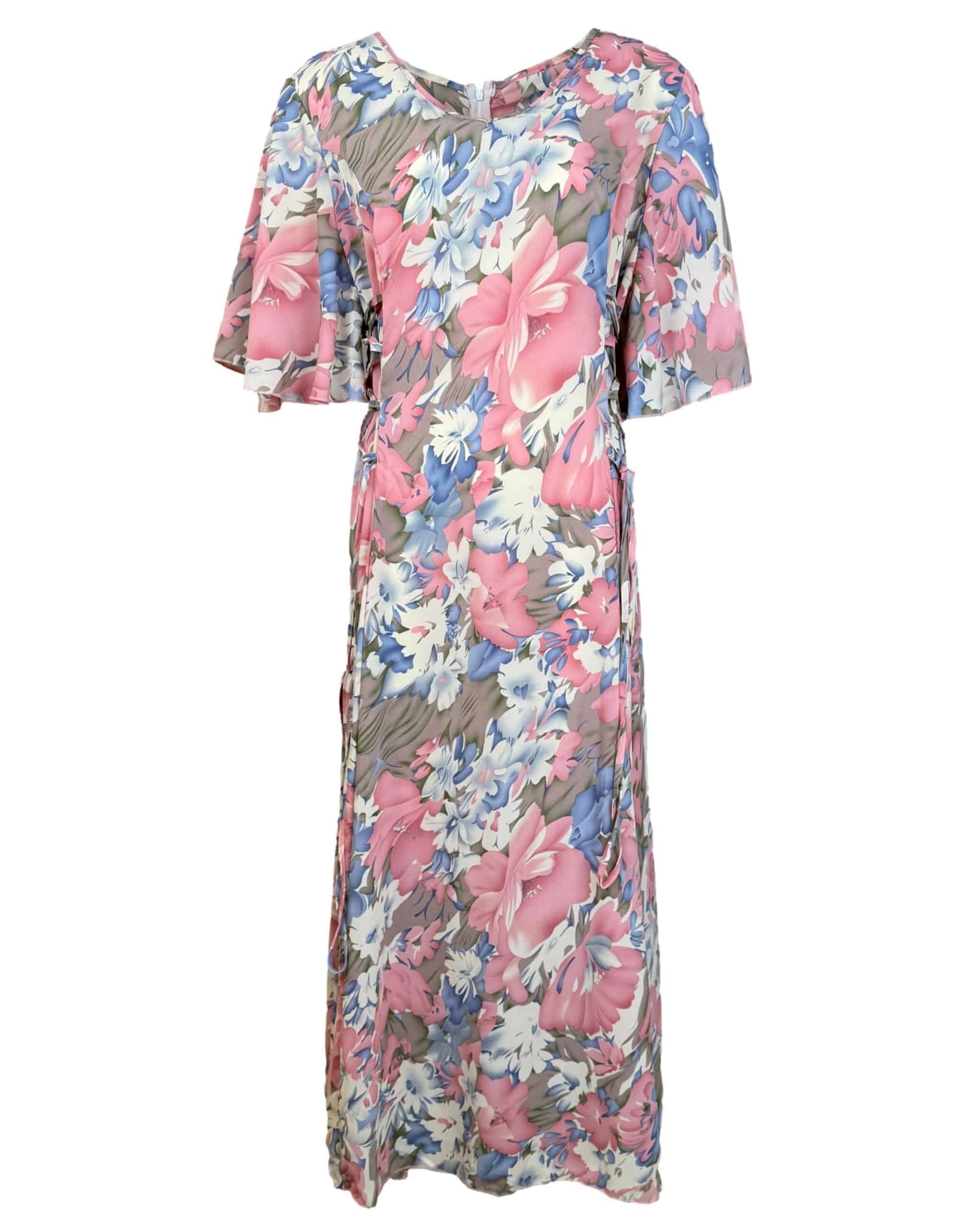 Įvairiaspalvė gėlėta suknelė, 2XL