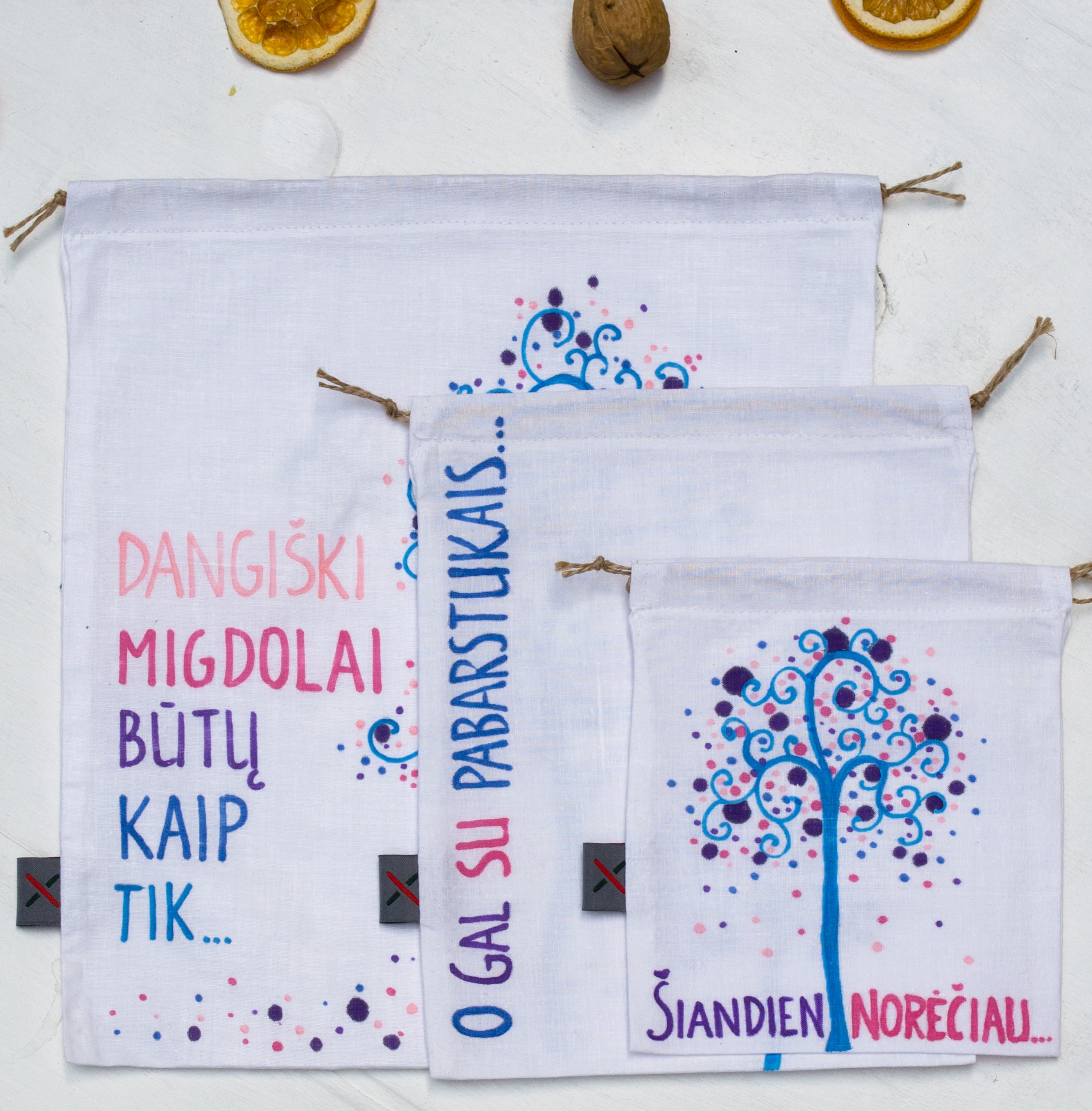 Medvilniniai maišeliai “Nuotaikingos istorijos: O gal su pabarstukais”?