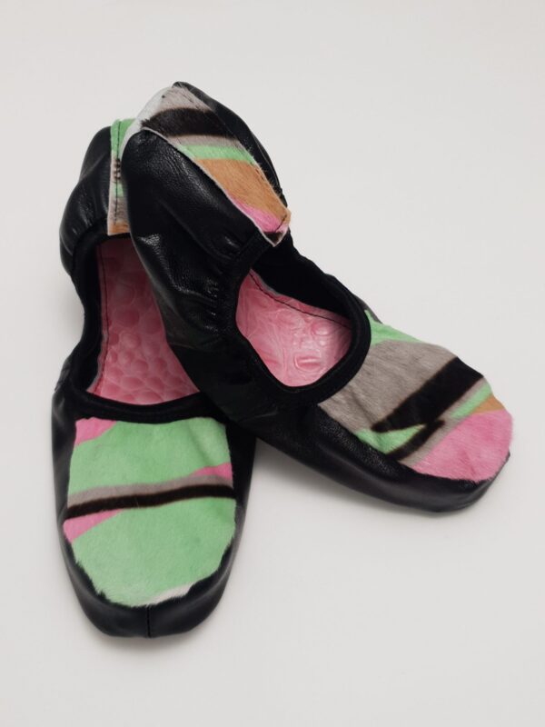 Juodos su žalsvomis detalėmis balerinos, 38 dydis