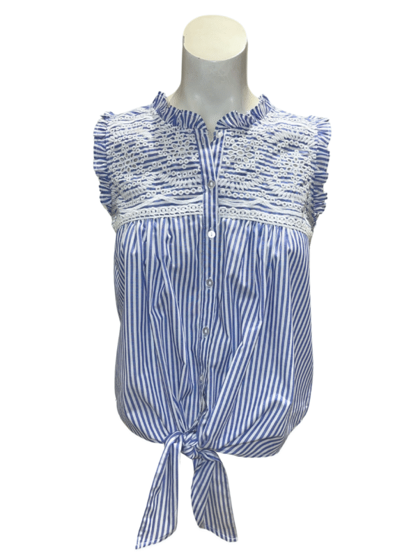 Dryžuota marškinių tipo surišama palaidinė, S