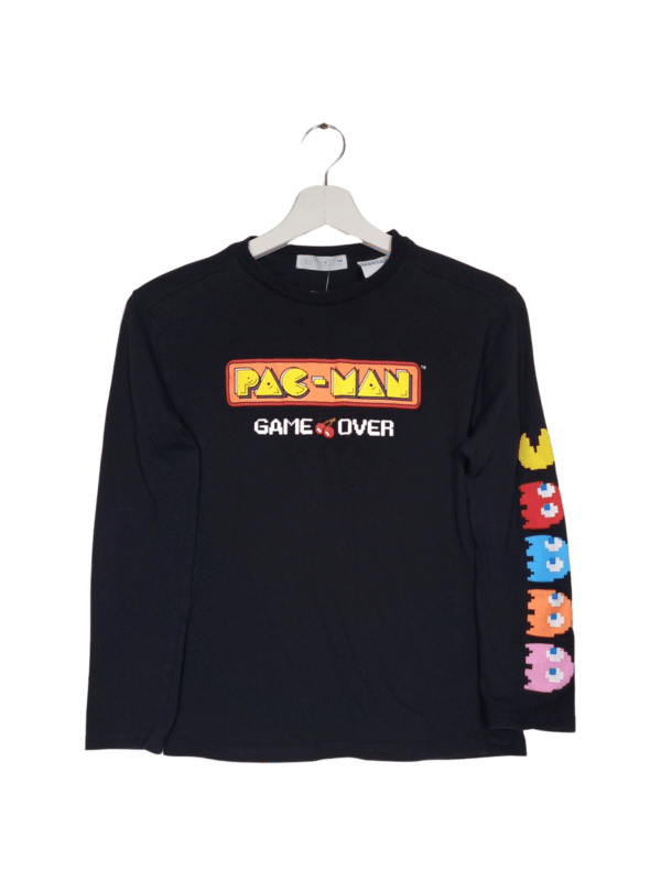 Juodi marškinėliai ilgomis rankovėmis, 134 cm