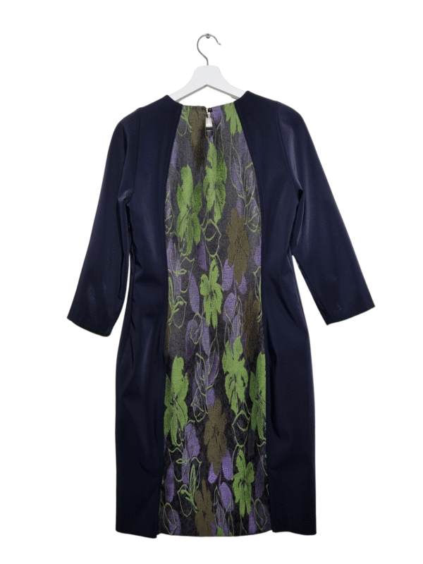 Tamsiai mėlyna gėlėta vilnos mišinio IVO NIKKOLO suknelė, L