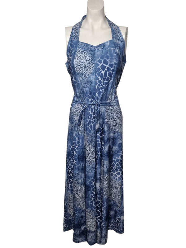 Mėlyna gyvūnų rašto suknelė, L