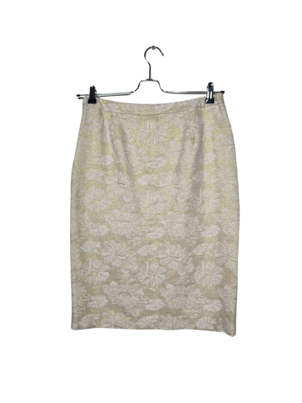 Kreminės spalvos blizgus sijonas, M